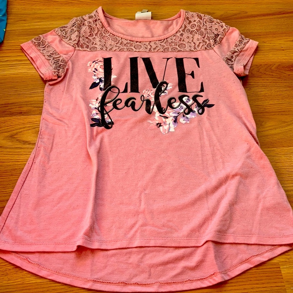 Pink lace brimmed shirt